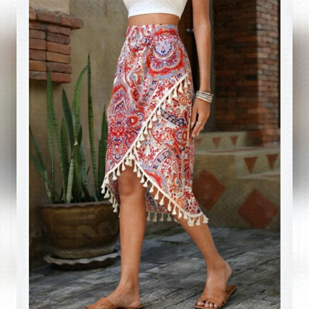 Women summer vacation asymmetrical skirt size M